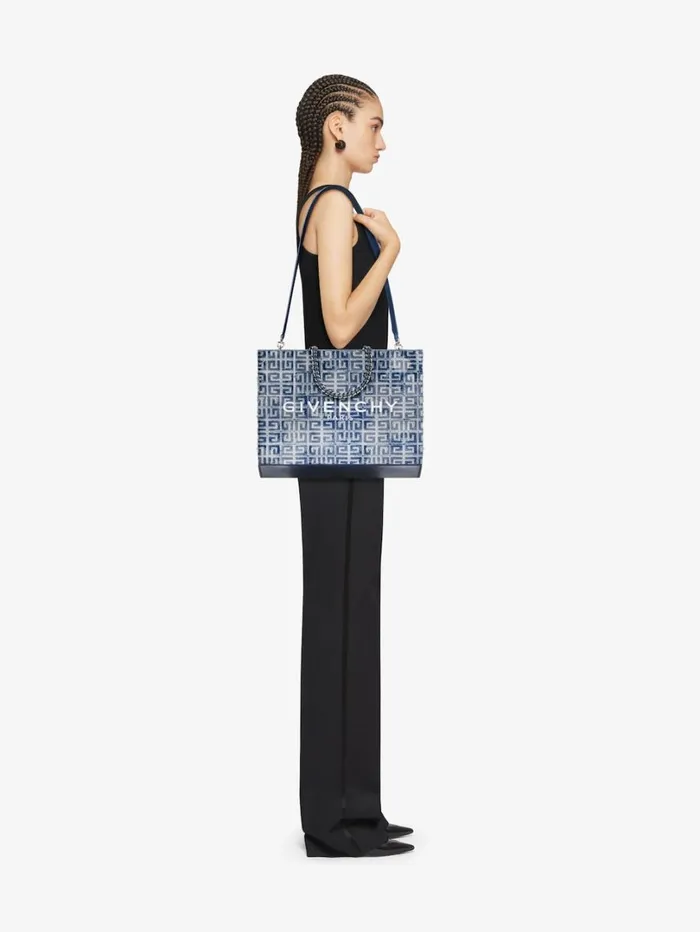 Givenchy Medium GTote Shopping Bag In 4G Denim With Chain Medium Blue Women Shoulder Bags Givenchy Medium GTote Shopping Bag In 4G Denim With Chain Medium Blue Women Shoulder Bags