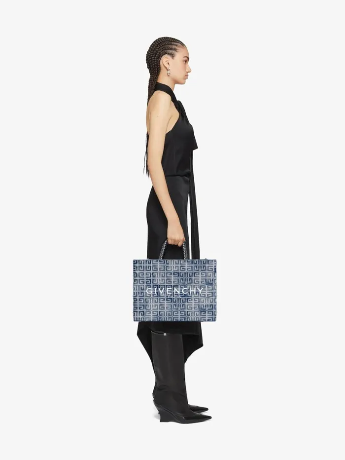 Givenchy Medium GTote Shopping Bag In 4G Denim With Chain Medium Blue Women Shoulder Bags Givenchy Medium GTote Shopping Bag In 4G Denim With Chain Medium Blue Women Shoulder Bags