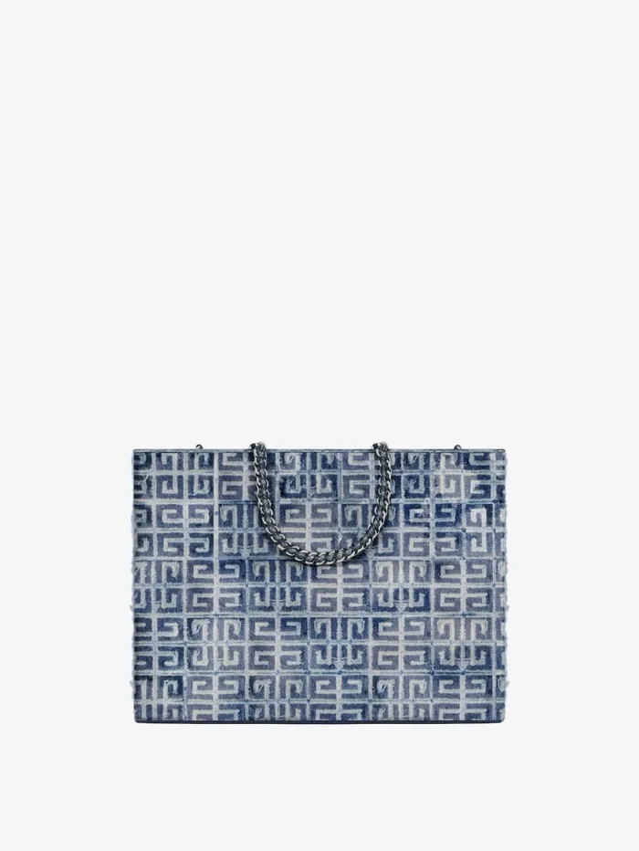 Givenchy Medium GTote Shopping Bag In 4G Denim With Chain Medium Blue Women Shoulder Bags Givenchy Medium GTote Shopping Bag In 4G Denim With Chain Medium Blue Women Shoulder Bags