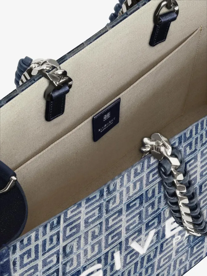 Givenchy Medium GTote Shopping Bag In 4G Denim With Chain Medium Blue Women Shoulder Bags Givenchy Medium GTote Shopping Bag In 4G Denim With Chain Medium Blue Women Shoulder Bags