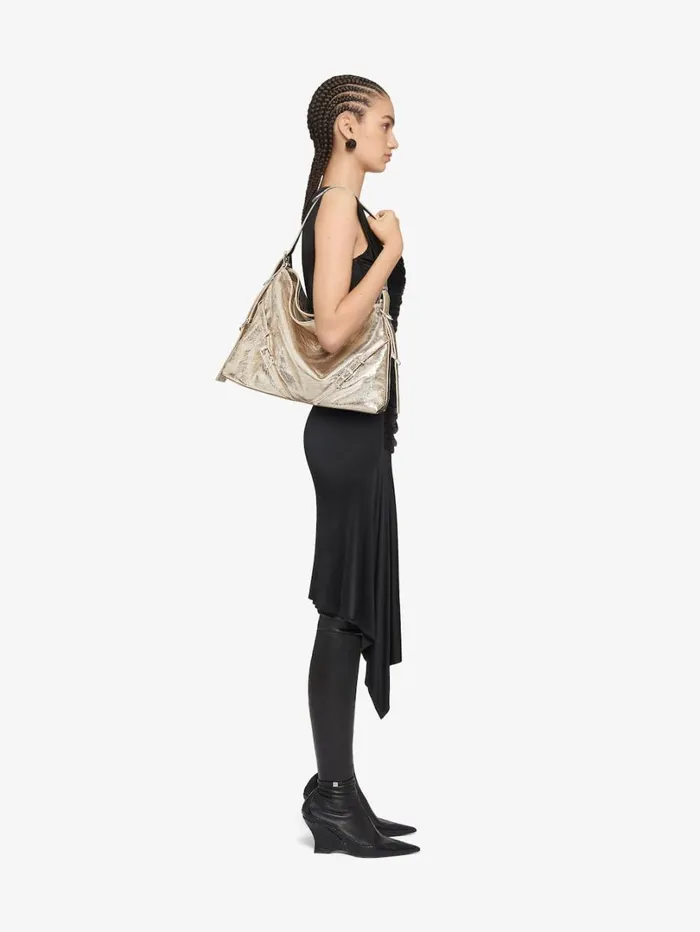 Givenchy Medium Voyou Bag In Laminated Leather Dusty Golden Women Crossbody Bags Givenchy Medium Voyou Bag In Laminated Leather Dusty Golden Women Crossbody Bags