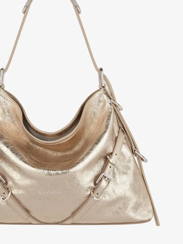 Givenchy Medium Voyou Bag In Laminated Leather Dusty Golden Women Crossbody Bags Givenchy Medium Voyou Bag In Laminated Leather Dusty Golden Women Crossbody Bags