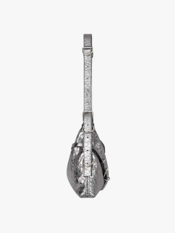 Givenchy Medium Voyou Bag In Laminated Leather Silvery Grey Women Crossbody Bags Givenchy Medium Voyou Bag In Laminated Leather Silvery Grey Women Crossbody Bags