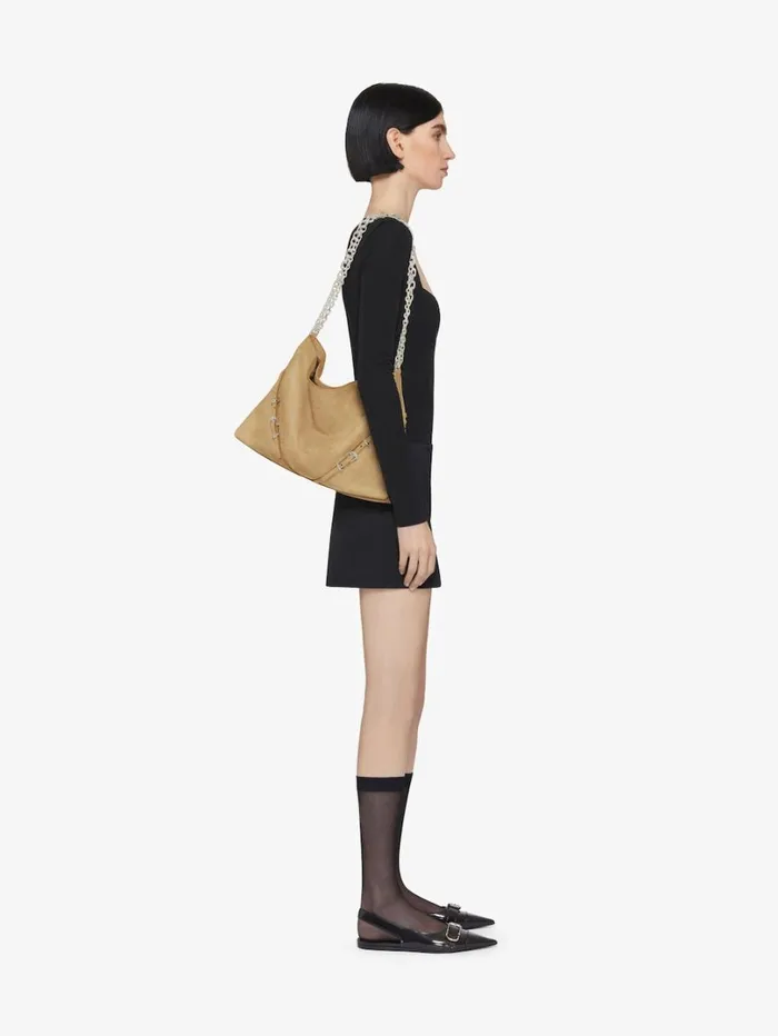 Givenchy Medium Voyou Chain Bag In Suede Hazel Women Shoulder Bags Givenchy Medium Voyou Chain Bag In Suede Hazel Women Shoulder Bags
