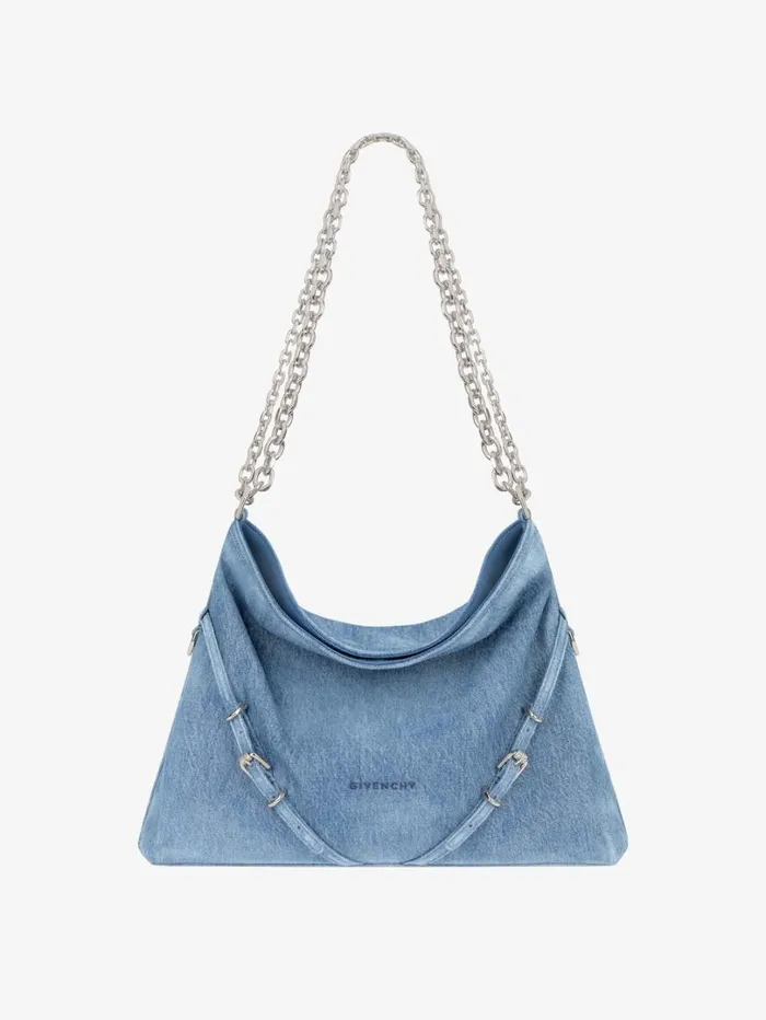 Givenchy Medium Voyou Chain Bag In Washed Denim Medium Blue Women Shoulder Bags Givenchy Medium Voyou Chain Bag In Washed Denim Medium Blue Women Shoulder Bags