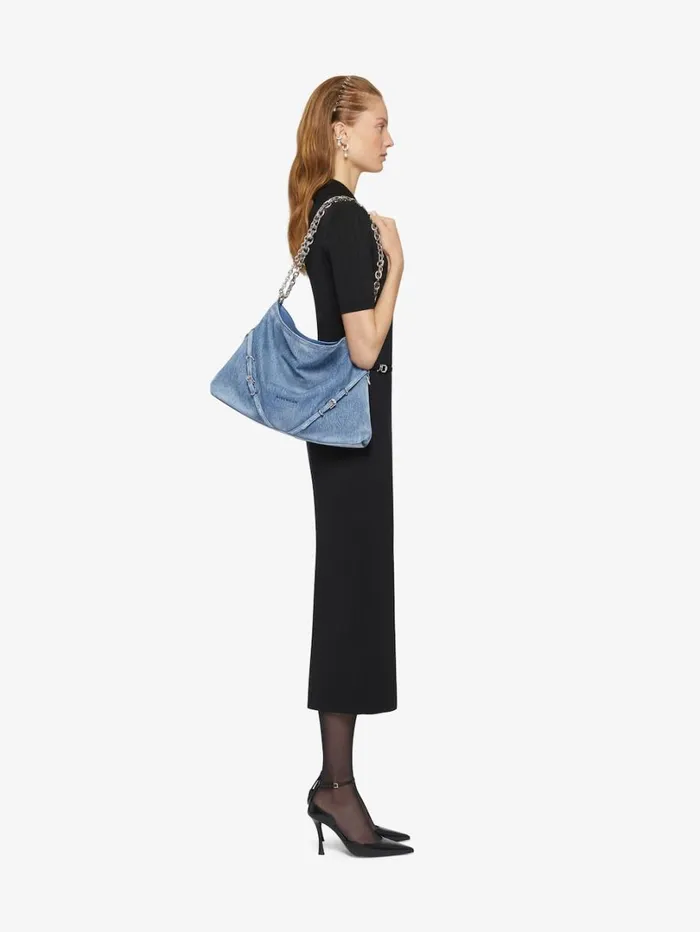 Givenchy Medium Voyou Chain Bag In Washed Denim Medium Blue Women Shoulder Bags Givenchy Medium Voyou Chain Bag In Washed Denim Medium Blue Women Shoulder Bags