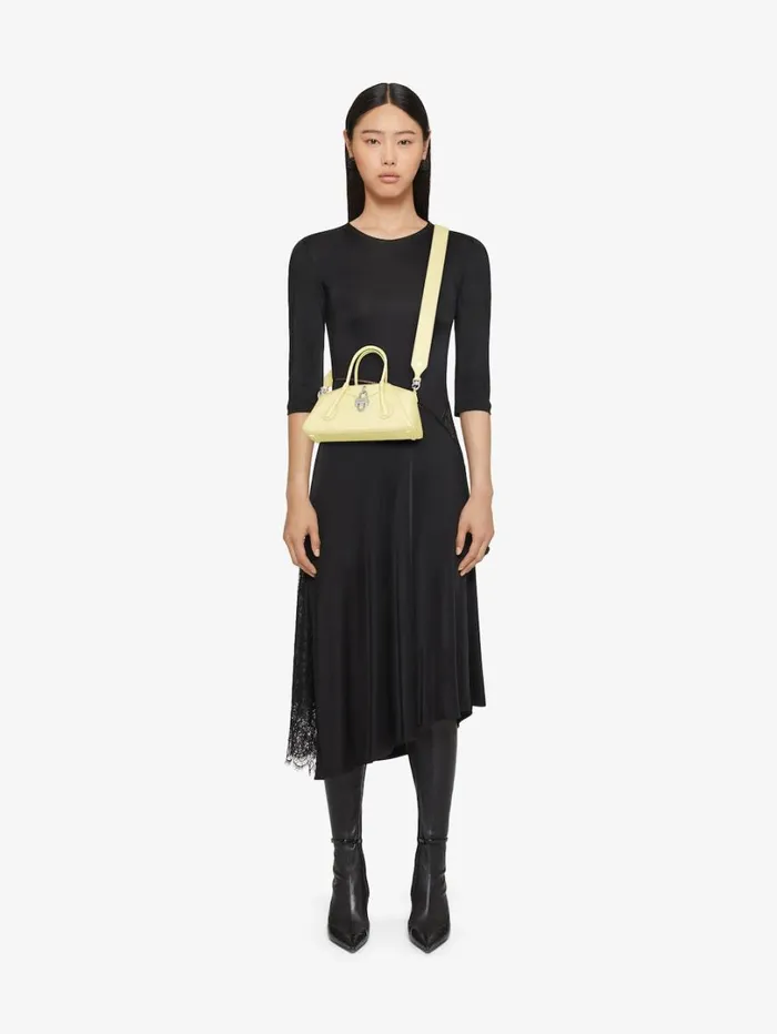 Givenchy Mini Antigona Stretch Bag In Box Leather Soft Yellow Women Crossbody Bags Givenchy Mini Antigona Stretch Bag In Box Leather Soft Yellow Women Crossbody Bags