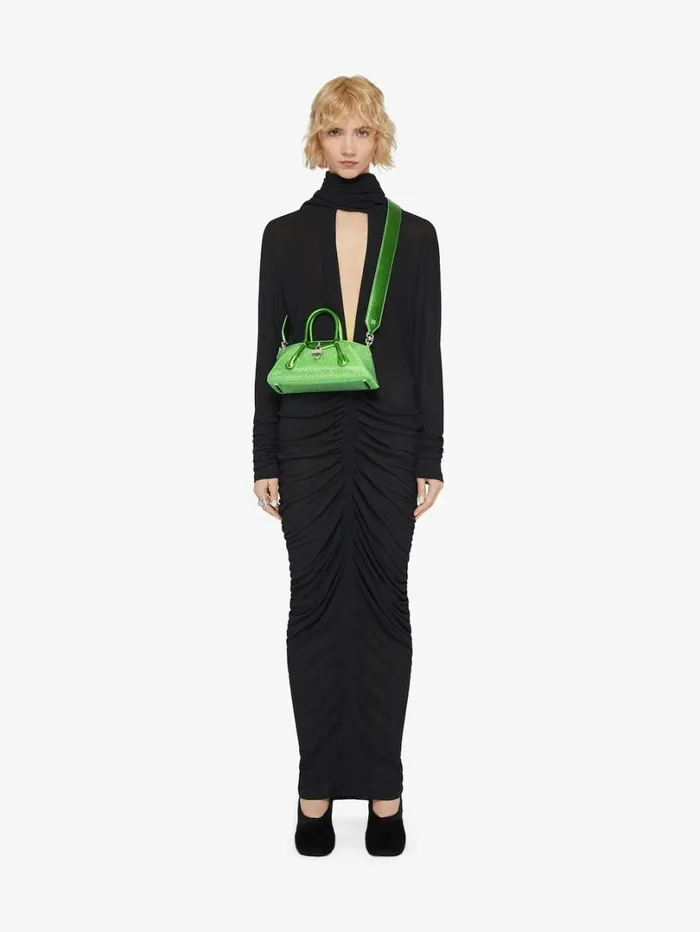 Givenchy Mini Antigona Stretch Bag In Satin With Strass Absynthe Green Women Crossbody Bags