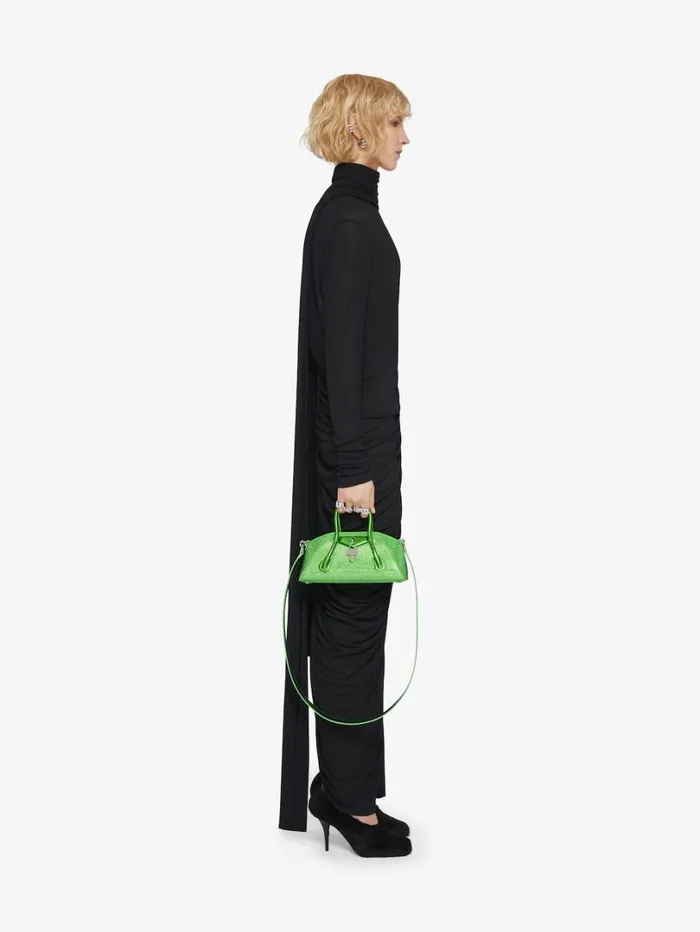 Givenchy Mini Antigona Stretch Bag In Satin With Strass Absynthe Green Women Crossbody Bags