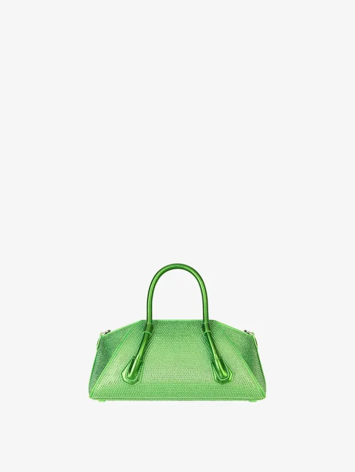 Givenchy Mini Antigona Stretch Bag In Satin With Strass Absynthe Green Women Crossbody Bags