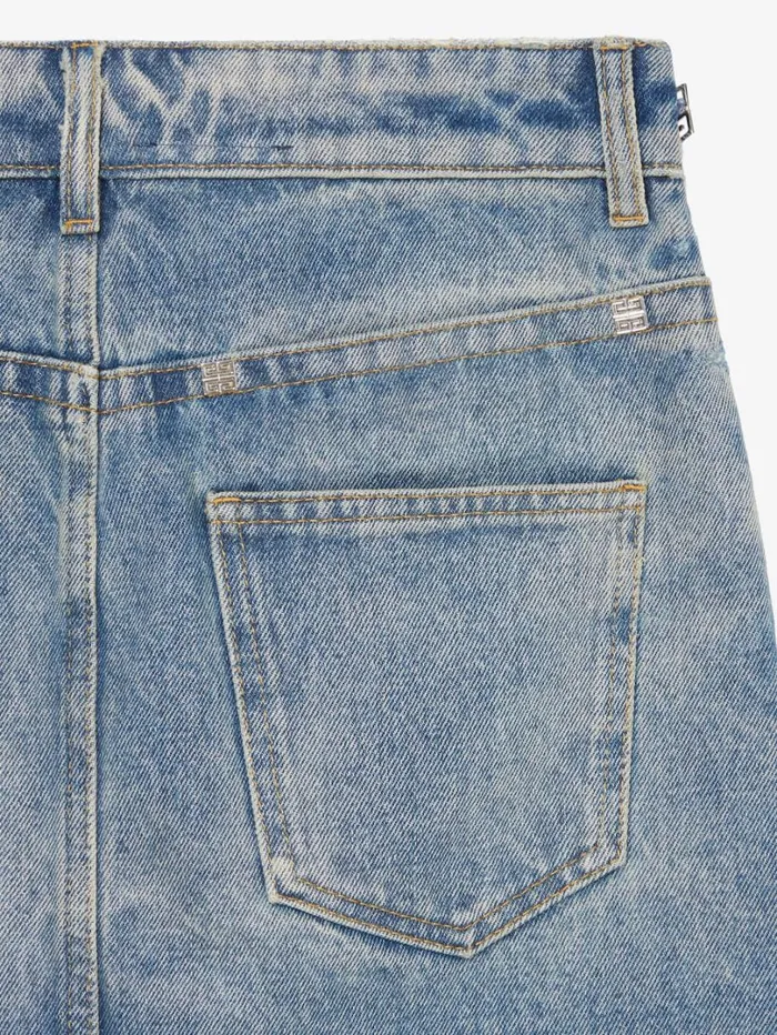 Givenchy Mini Skirt In Denim With Chain Details Medium Blue Women Skirts