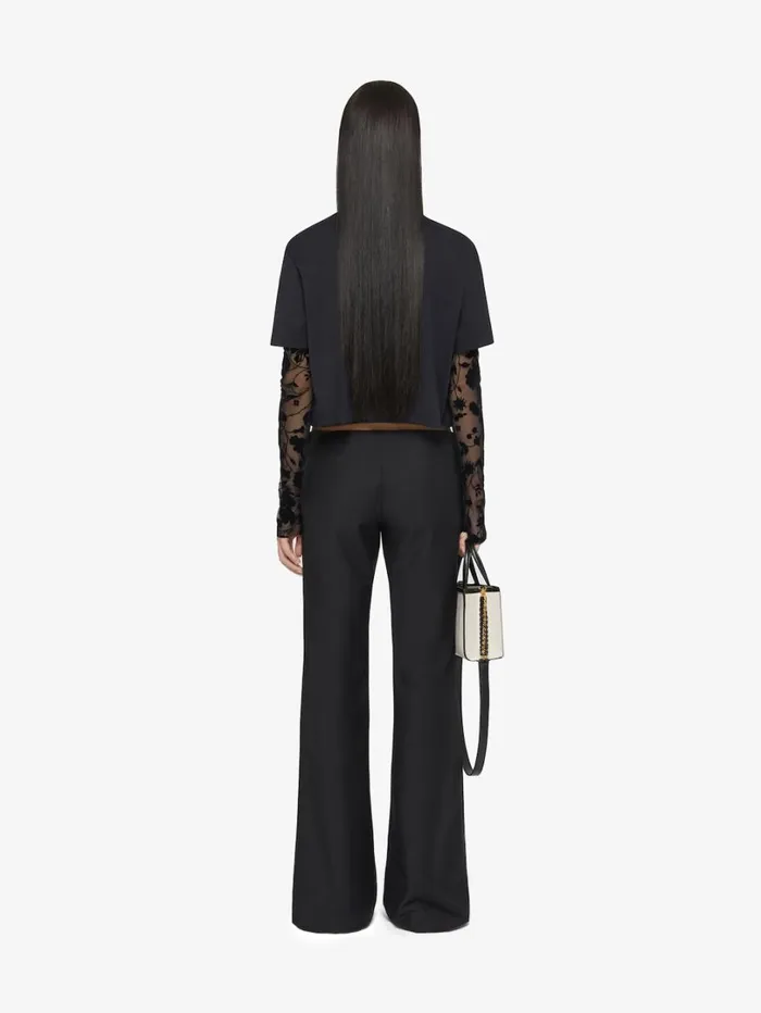 Givenchy Overlapped Cropped Tshirt In Cotton And Tulle Black Women TShirts