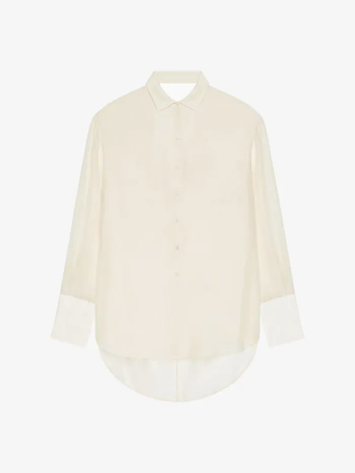 Givenchy Oversized Shirt In Silk And Linen With Draped Back Ivory Women Tops and Shirts