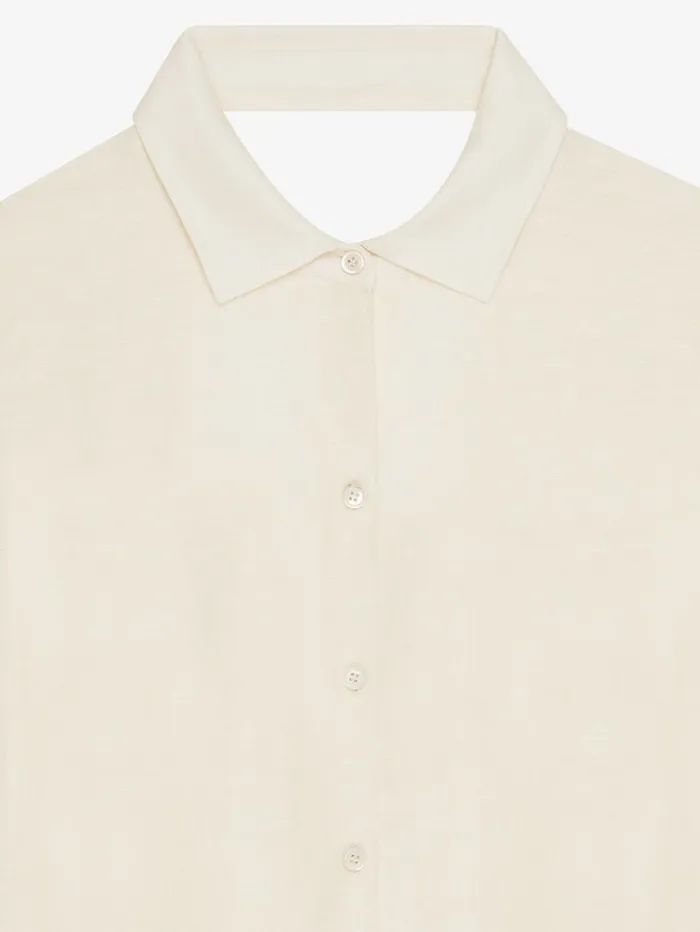 Givenchy Oversized Shirt In Silk And Linen With Draped Back Ivory Women Tops and Shirts