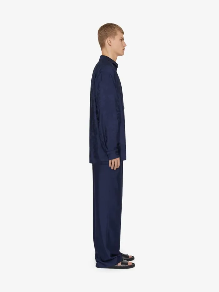 Givenchy Pants In Silk Floral Jacquard Navy Men Pants and Shorts