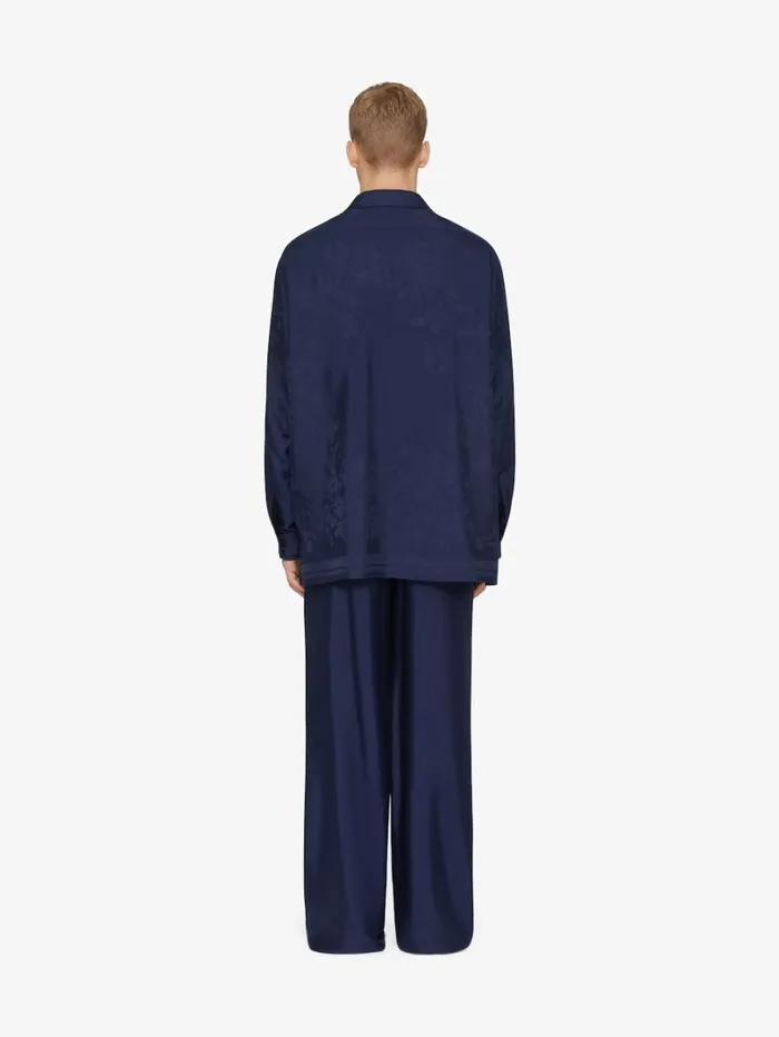 Givenchy Pants In Silk Floral Jacquard Navy Men Pants and Shorts