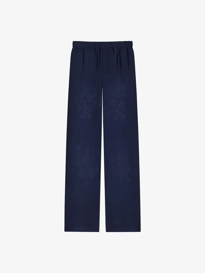 Givenchy Pants In Silk Floral Jacquard Navy Men Pants and Shorts