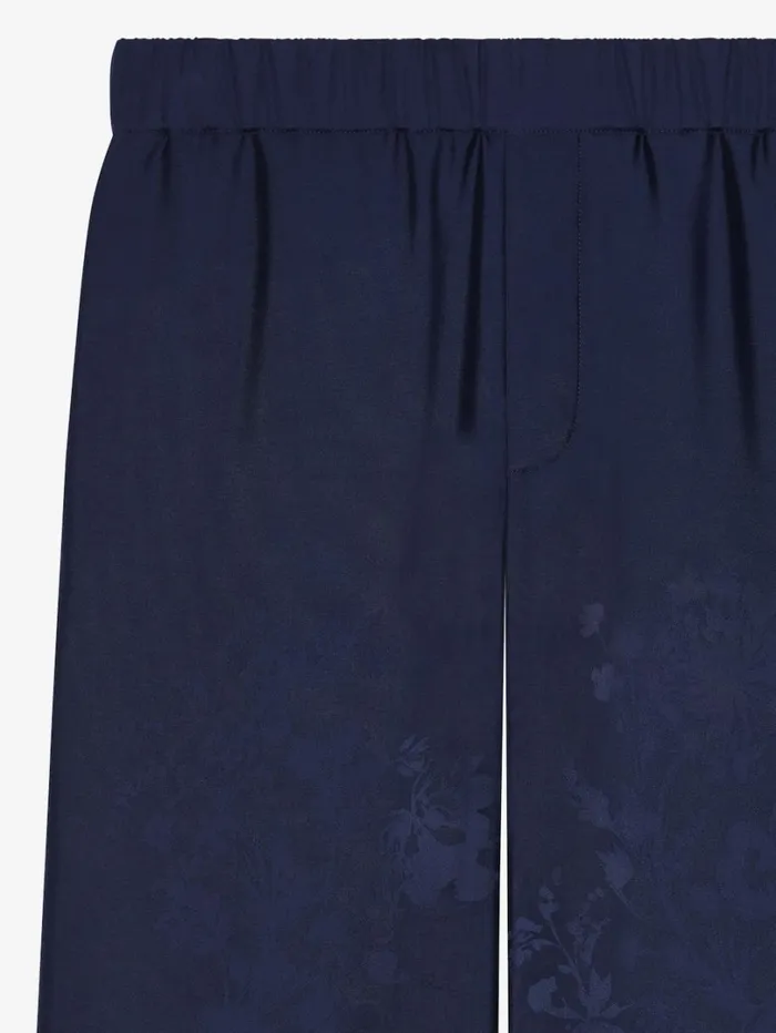 Givenchy Pants In Silk Floral Jacquard Navy Men Pants and Shorts