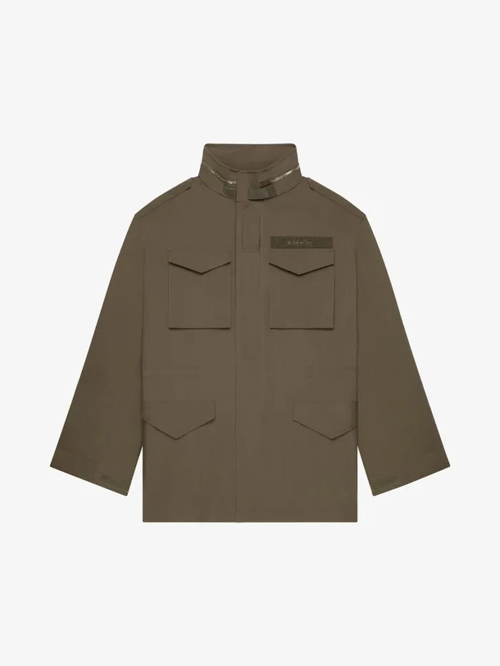Givenchy Parka In Cotton Canvas Olive Green Men Coats and Jackets