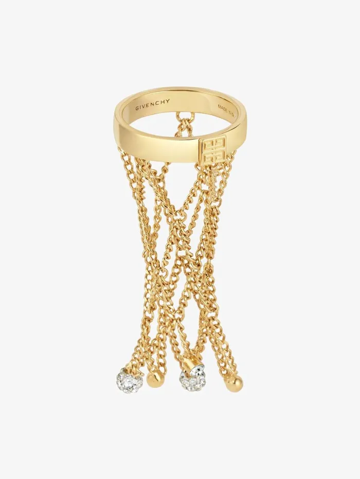 Givenchy Pearling Ring In Metal With Pearls And Crystals Golden Yellow Women Jewelry Givenchy Pearling Ring In Metal With Pearls And Crystals Golden Yellow Women Jewelry