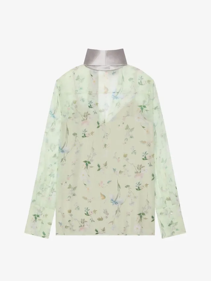 Givenchy Printed Blouse In Silk Chiffon With Lavallire Pale Green Women Tops and Shirts Givenchy Printed Blouse In Silk Chiffon With Lavallire Pale Green Women Tops and Shirts