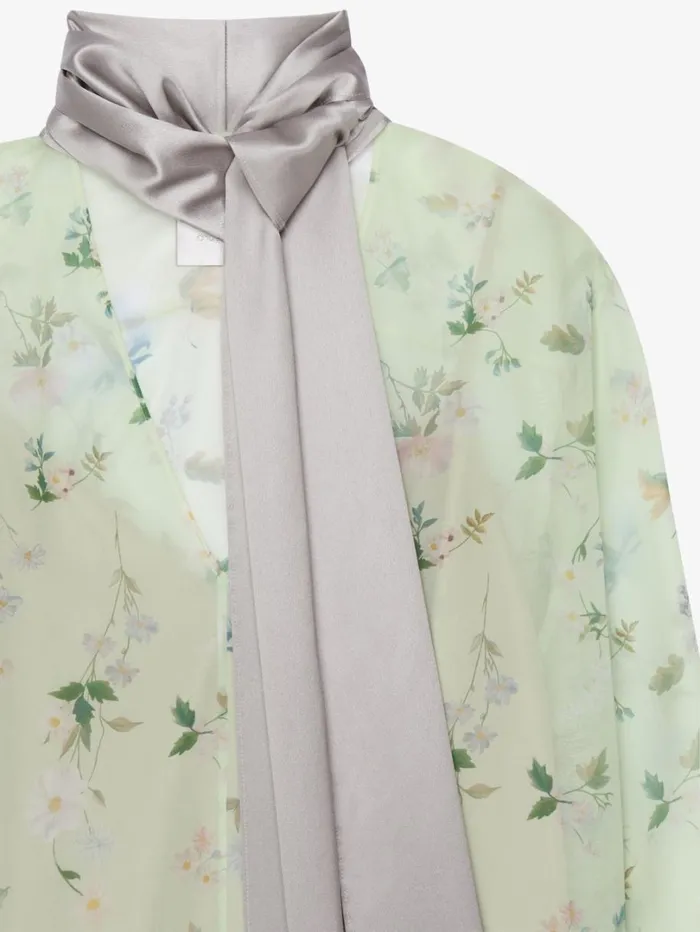Givenchy Printed Blouse In Silk Chiffon With Lavallire Pale Green Women Tops and Shirts Givenchy Printed Blouse In Silk Chiffon With Lavallire Pale Green Women Tops and Shirts