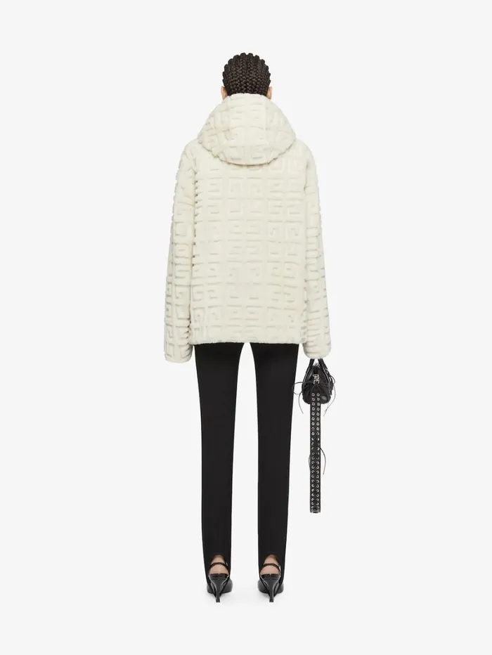 Givenchy Reversible Hooded Jacket In 4G Fur Ivory Women Outerwear and Blousons