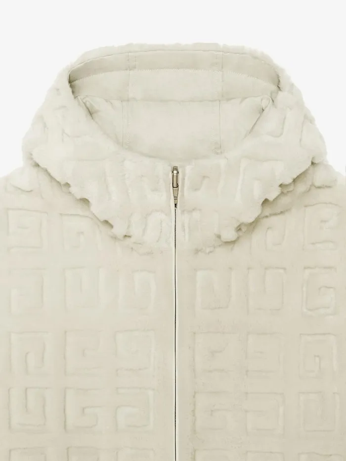 Givenchy Reversible Hooded Jacket In 4G Fur Ivory Women Outerwear and Blousons