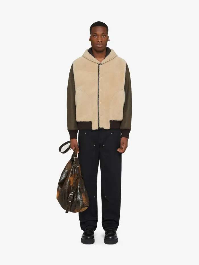 Givenchy Reversible Varsity Jacket In Leather And Shearling Brownbeige Men Outerwear and Blousons Givenchy Reversible Varsity Jacket In Leather And Shearling Brownbeige Men Outerwear and Blousons