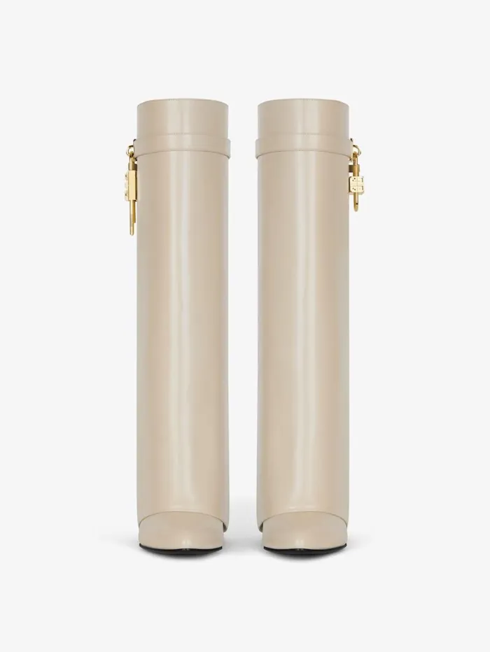 Givenchy Shark Lock Boots In Leather Natural Beige Women Shark Lock Givenchy Shark Lock Boots In Leather Natural Beige Women Shark Lock