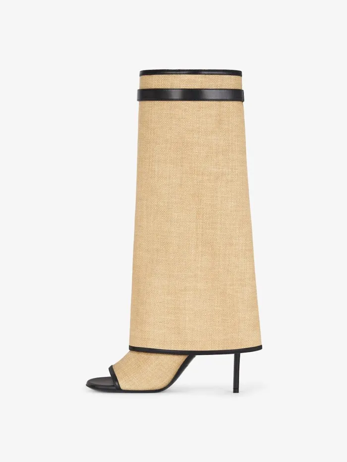 Givenchy Shark Lock Stiletto Sandal Boots In Raffia Black Women Shark Lock Givenchy Shark Lock Stiletto Sandal Boots In Raffia Black Women Shark Lock