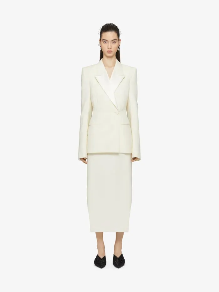 Givenchy Slim Fit Jacket In Wool And Mohair With Satin Collar Ecru Women Coats and Jackets Givenchy Slim Fit Jacket In Wool And Mohair With Satin Collar Ecru Women Coats and Jackets