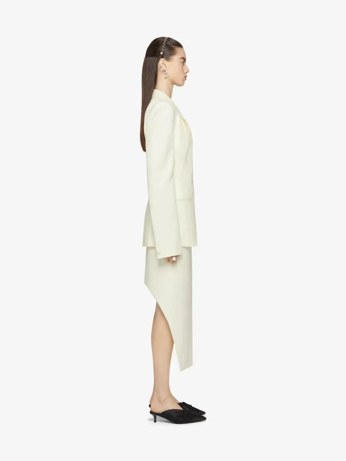 Givenchy Slim Fit Jacket In Wool And Mohair With Satin Collar Ecru Women Coats and Jackets