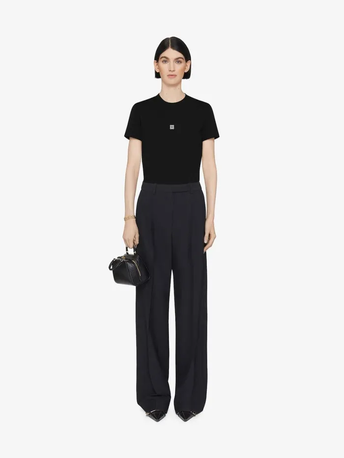 Givenchy Slim Fit Tshirt In Cotton With 4G Detail Blackwhite Women TShirts