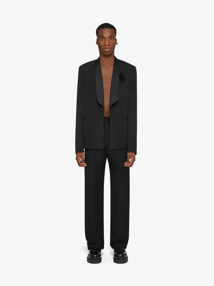 Givenchy Slim Fit Tailored Pants In Wool With Satin Details Black Men Pants and Shorts Givenchy Slim Fit Tailored Pants In Wool With Satin Details Black Men Pants and Shorts