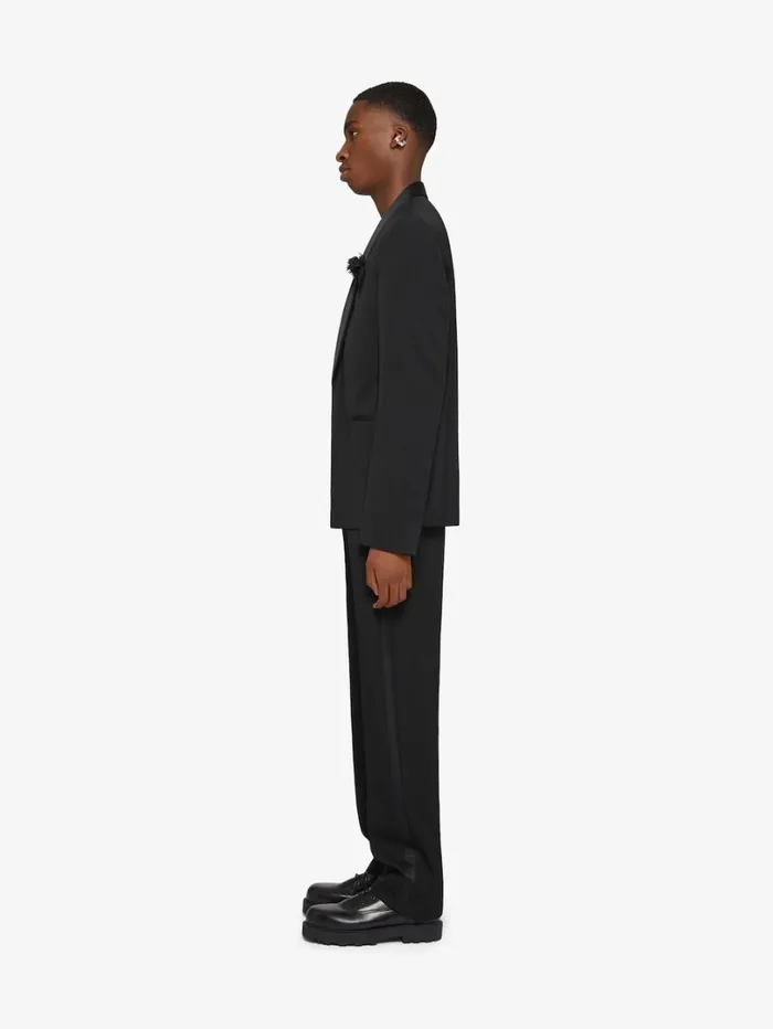 Givenchy Slim Fit Tailored Pants In Wool With Satin Details Black Men Pants and Shorts