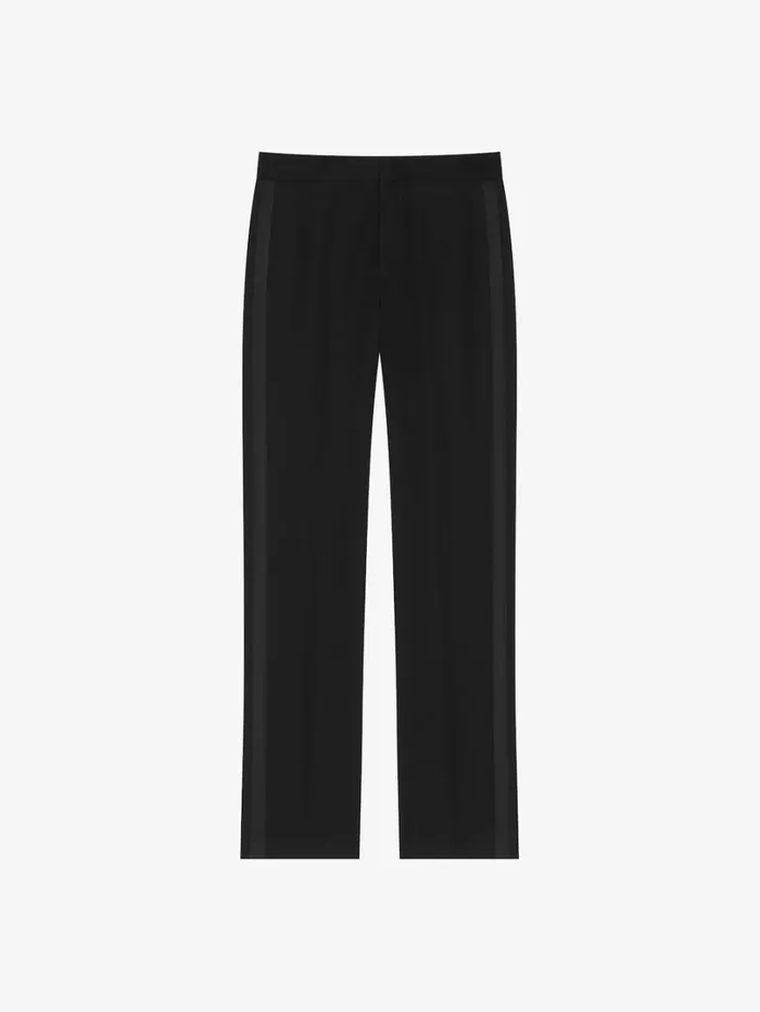 Givenchy Slim Fit Tailored Pants In Wool With Satin Details Black Men Pants and Shorts