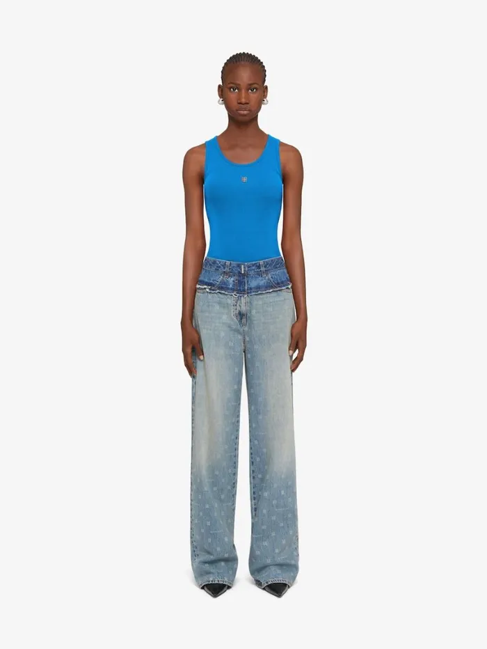 Givenchy Slim Fit Tank Top In Cotton With 4G Detail Moroccan Blue Women TShirts Givenchy Slim Fit Tank Top In Cotton With 4G Detail Moroccan Blue Women TShirts