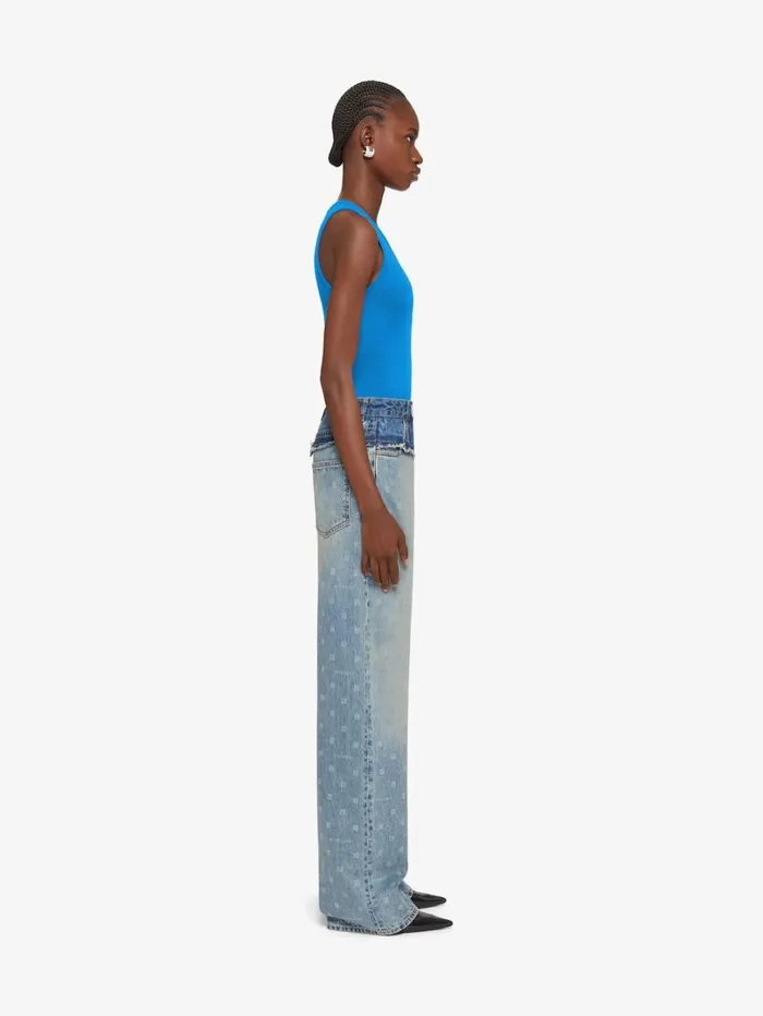 Givenchy Slim Fit Tank Top In Cotton With 4G Detail Moroccan Blue Women TShirts