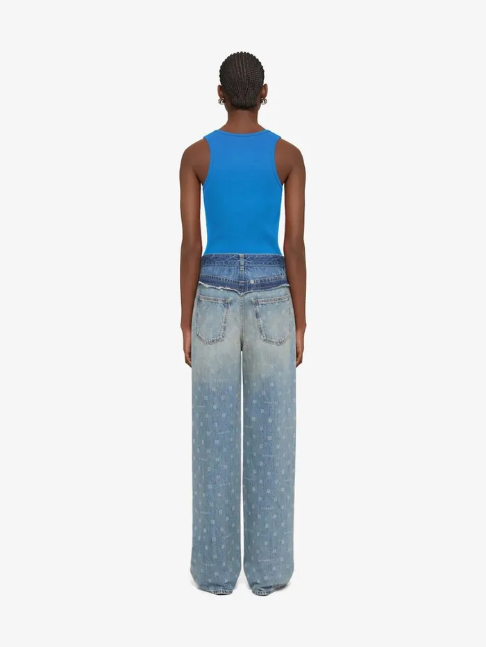 Givenchy Slim Fit Tank Top In Cotton With 4G Detail Moroccan Blue Women TShirts