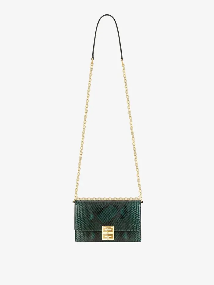Givenchy Small 4G Bag In Python With Chain Dark Green Women Crossbody Bags
