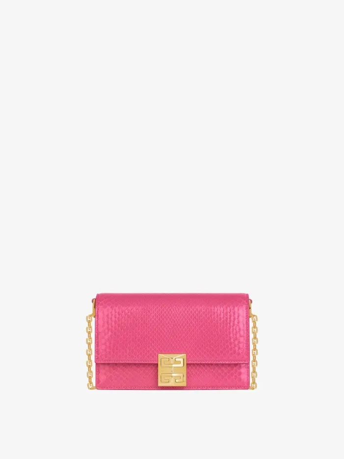Givenchy Small 4G Bag In Python With Chain Neon Pink Women Crossbody Bags