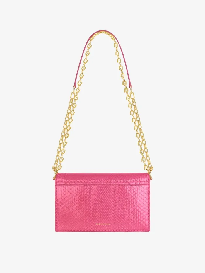 Givenchy Small 4G Bag In Python With Chain Neon Pink Women Crossbody Bags Givenchy Small 4G Bag In Python With Chain Neon Pink Women Crossbody Bags