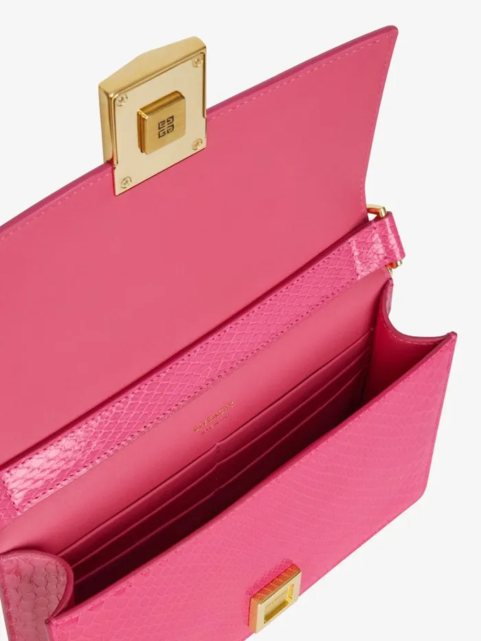 Givenchy Small 4G Bag In Python With Chain Neon Pink Women Crossbody Bags Givenchy Small 4G Bag In Python With Chain Neon Pink Women Crossbody Bags