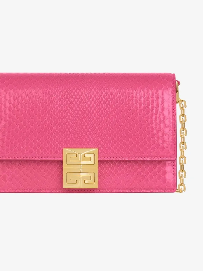 Givenchy Small 4G Bag In Python With Chain Neon Pink Women Crossbody Bags Givenchy Small 4G Bag In Python With Chain Neon Pink Women Crossbody Bags