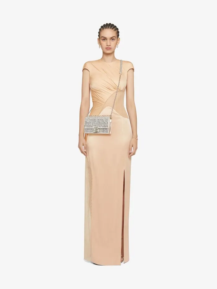 Givenchy Small 4G Bag In Satin With Strass And Chain Natural Beige Women Crossbody Bags Givenchy Small 4G Bag In Satin With Strass And Chain Natural Beige Women Crossbody Bags