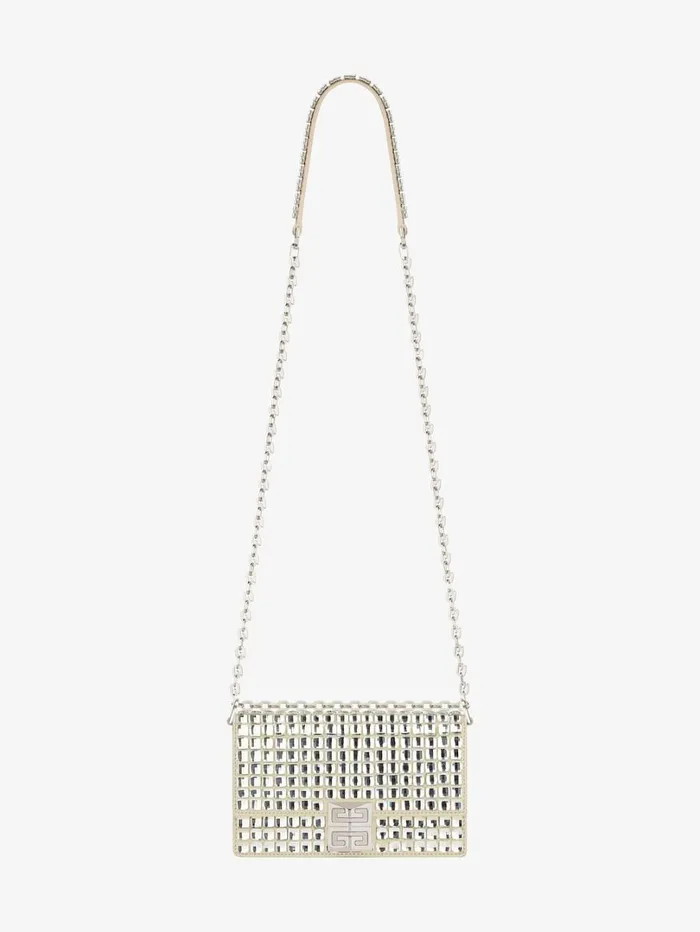 Givenchy Small 4G Bag In Satin With Strass And Chain Natural Beige Women Crossbody Bags Givenchy Small 4G Bag In Satin With Strass And Chain Natural Beige Women Crossbody Bags