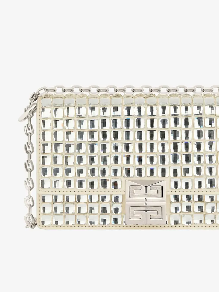 Givenchy Small 4G Bag In Satin With Strass And Chain Natural Beige Women Crossbody Bags Givenchy Small 4G Bag In Satin With Strass And Chain Natural Beige Women Crossbody Bags