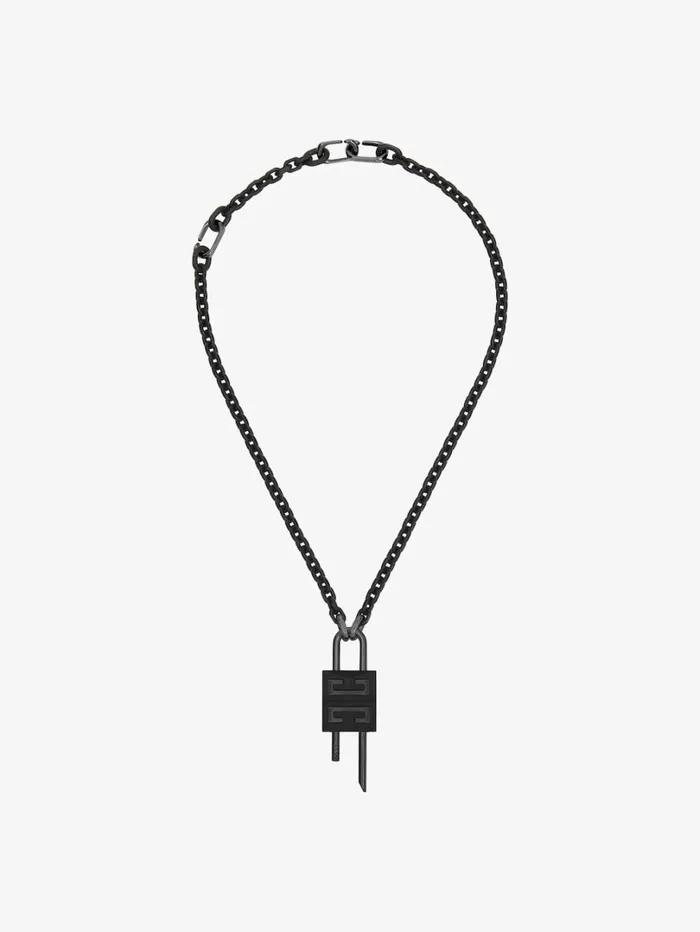 Givenchy Small Lock Necklace In Metal Black Men Jewelry