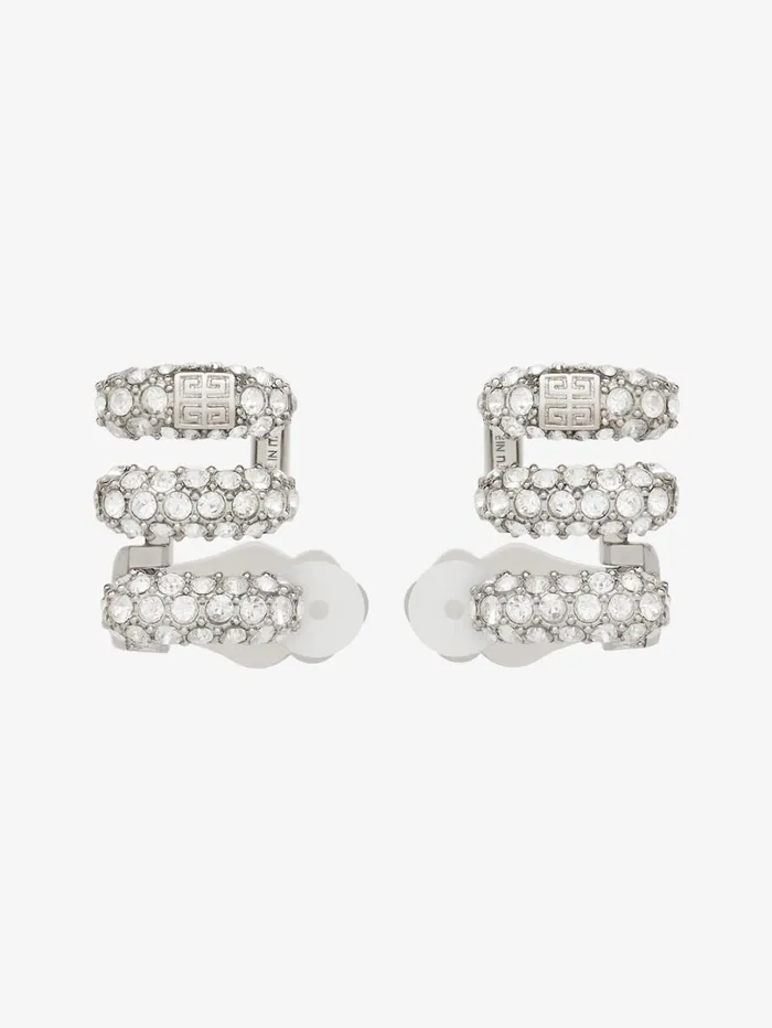 Givenchy Stitch Clip Earrings In Metal With Crystals Silvery Women Jewelry